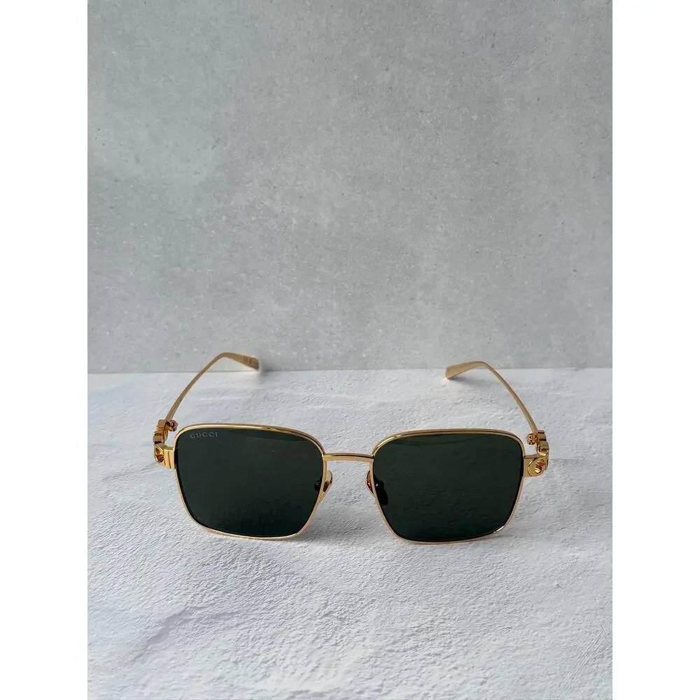 NEW Gucci GG1937S Gold Square Grey Lens Sunglasses $710